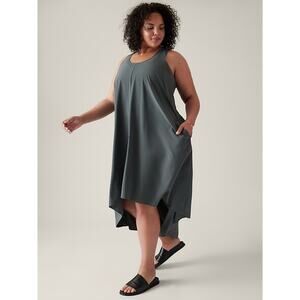Athleta Presidio Dress Bali Green Sleeveless High Low Size XL
